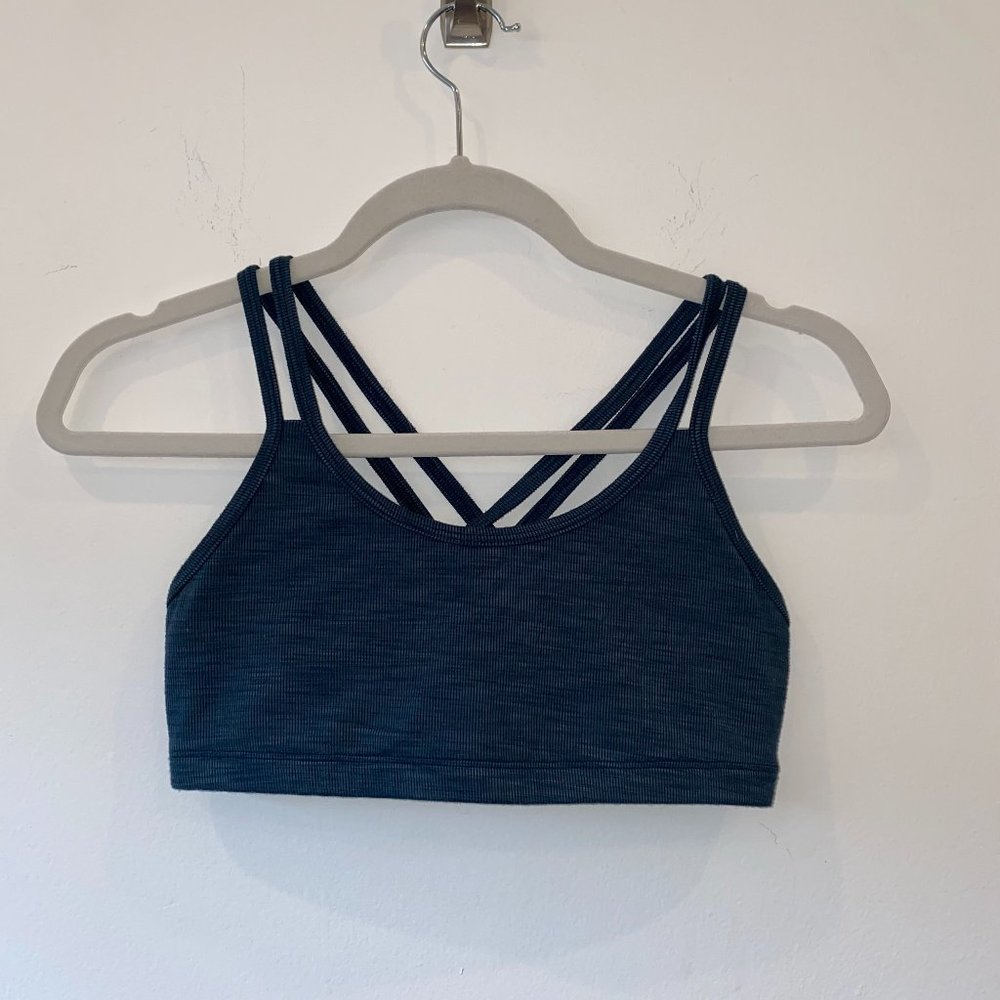 Beyond Yoga Blue Ribbed Sports Bra